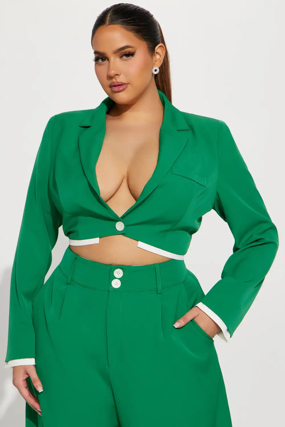 Fashionably Late Pant Set - Green