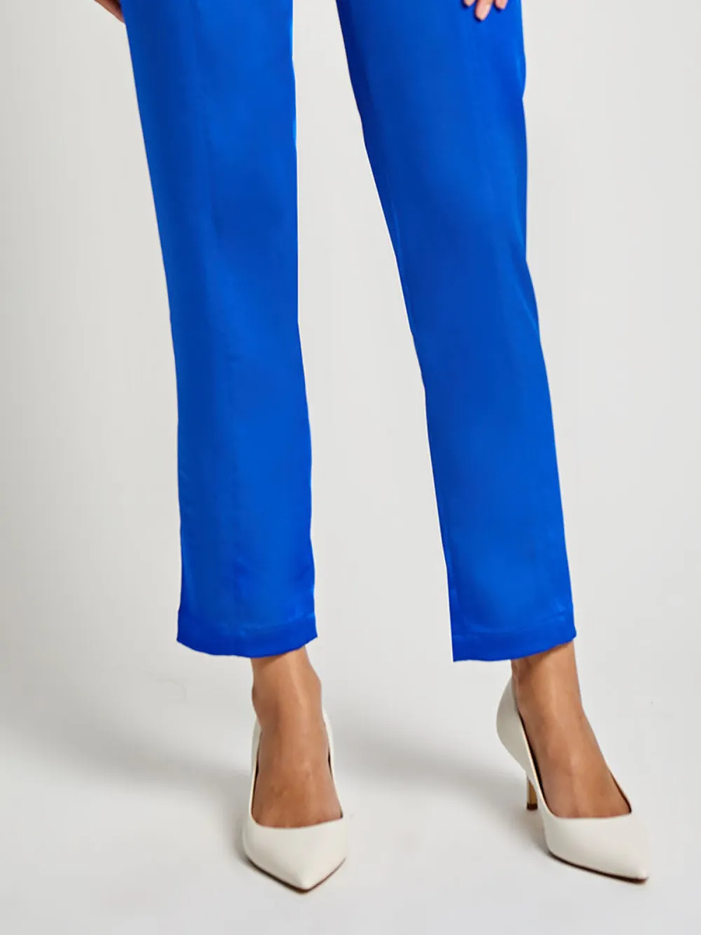Solid Color Elastic Waistband Pants
