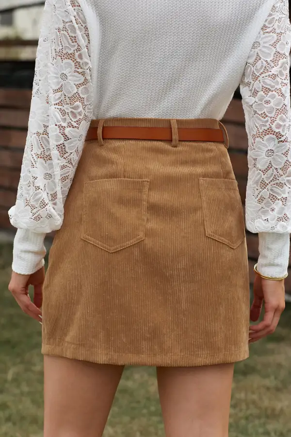 Mini High Waist Corduroy Skirt
