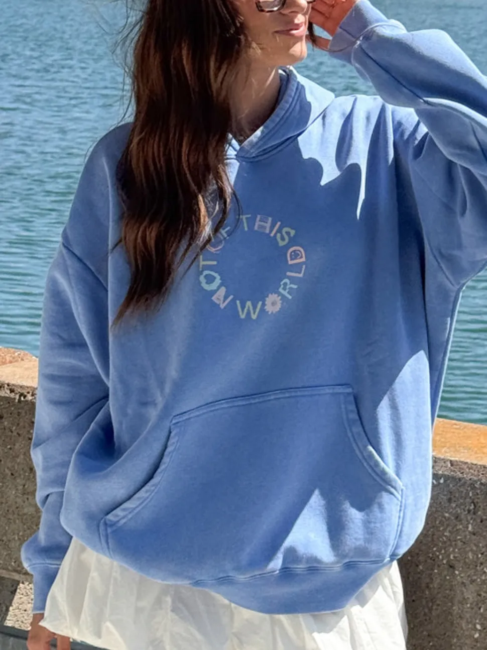 Women's Chic Colorful Slogan Print Hooded Long-Sleeve Sweatshirt