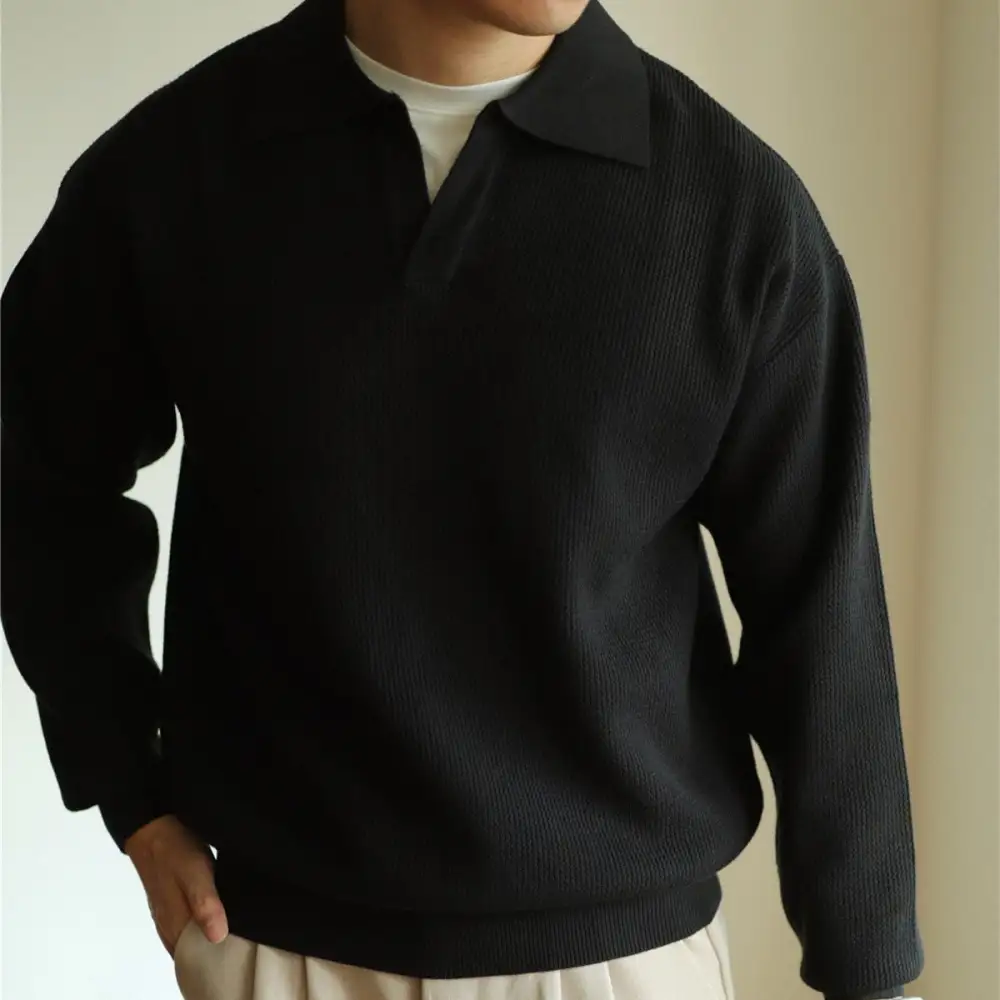 Open Knit Short Sleeve Polo