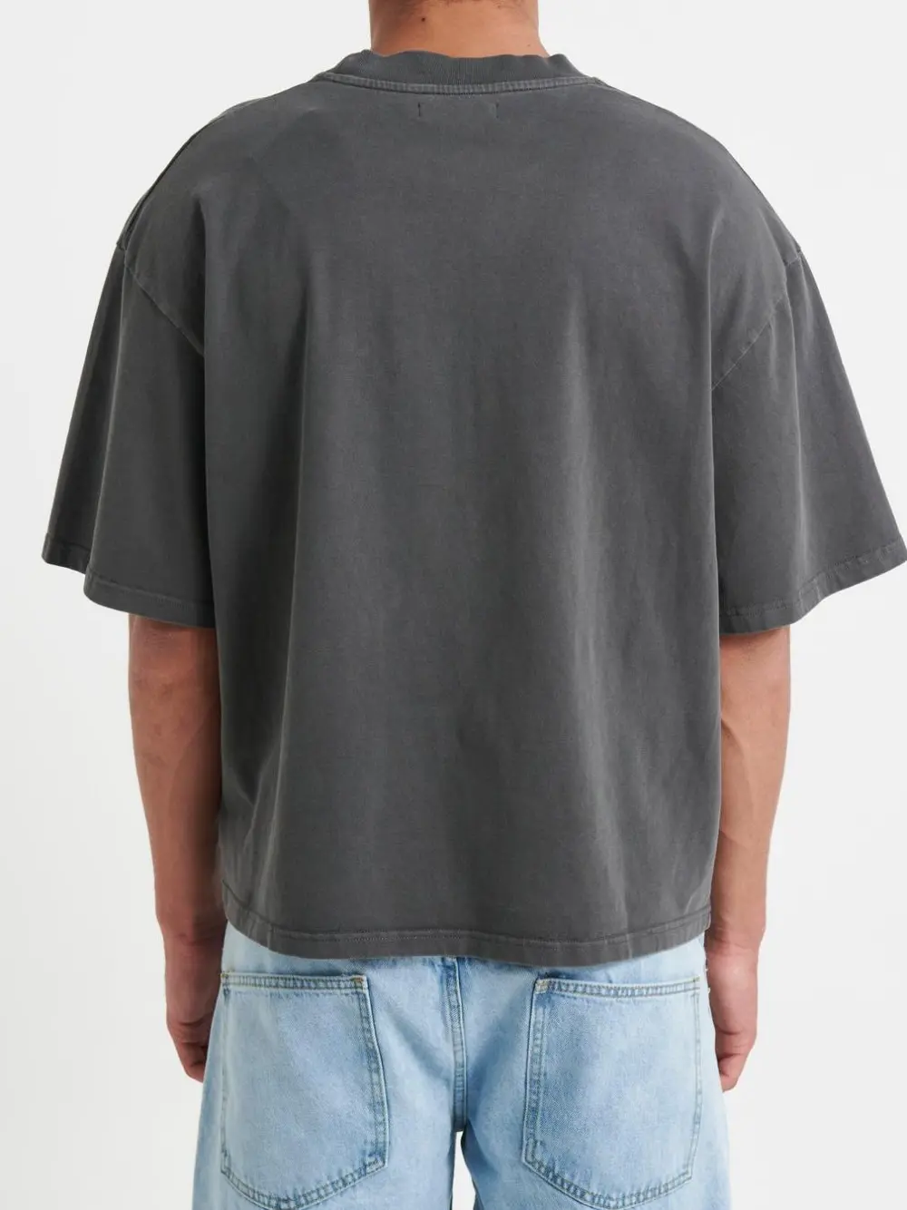 Simple Casual And Daily Silver Charcoal Tee