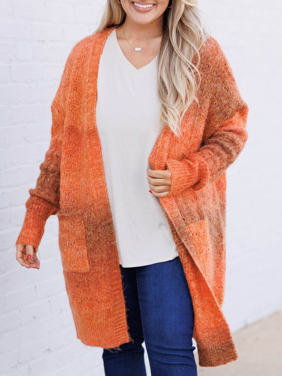 Orange gradient knitted cardigan