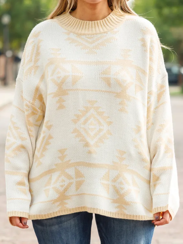 Geometric Pattern Loose Knit Sweater