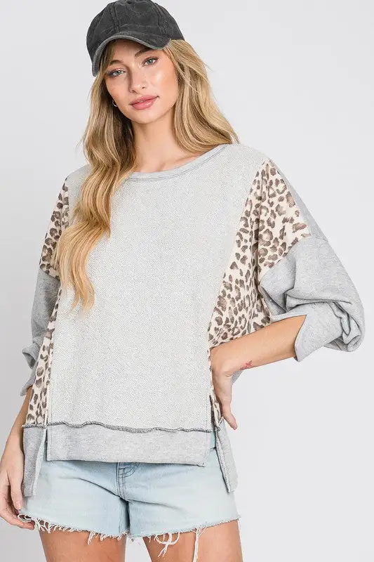 Tawny Kay Leopard Top Grey | URBAN ECHO SHOP