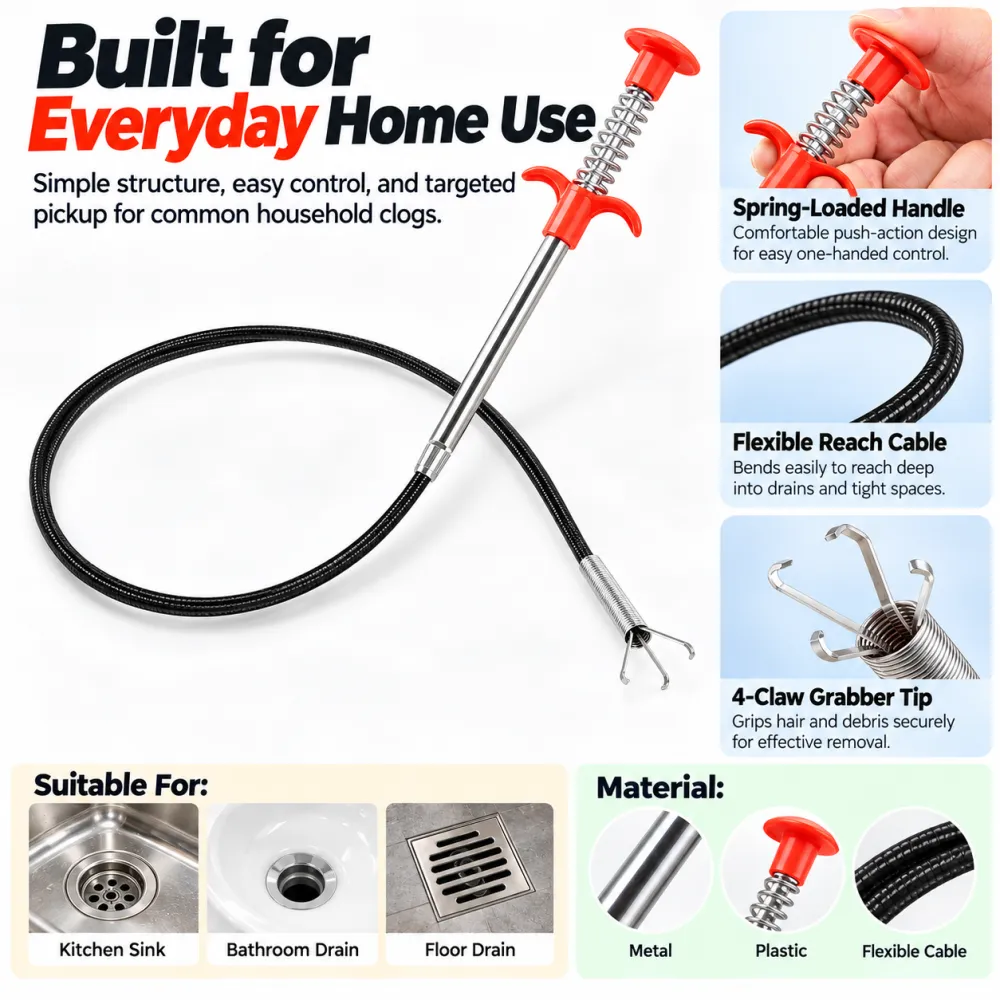Household Drain Clog Remover Tool