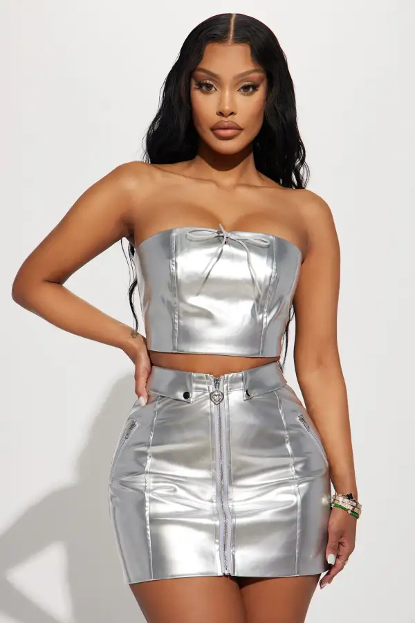 Slay The Night Skirt Set - Silver