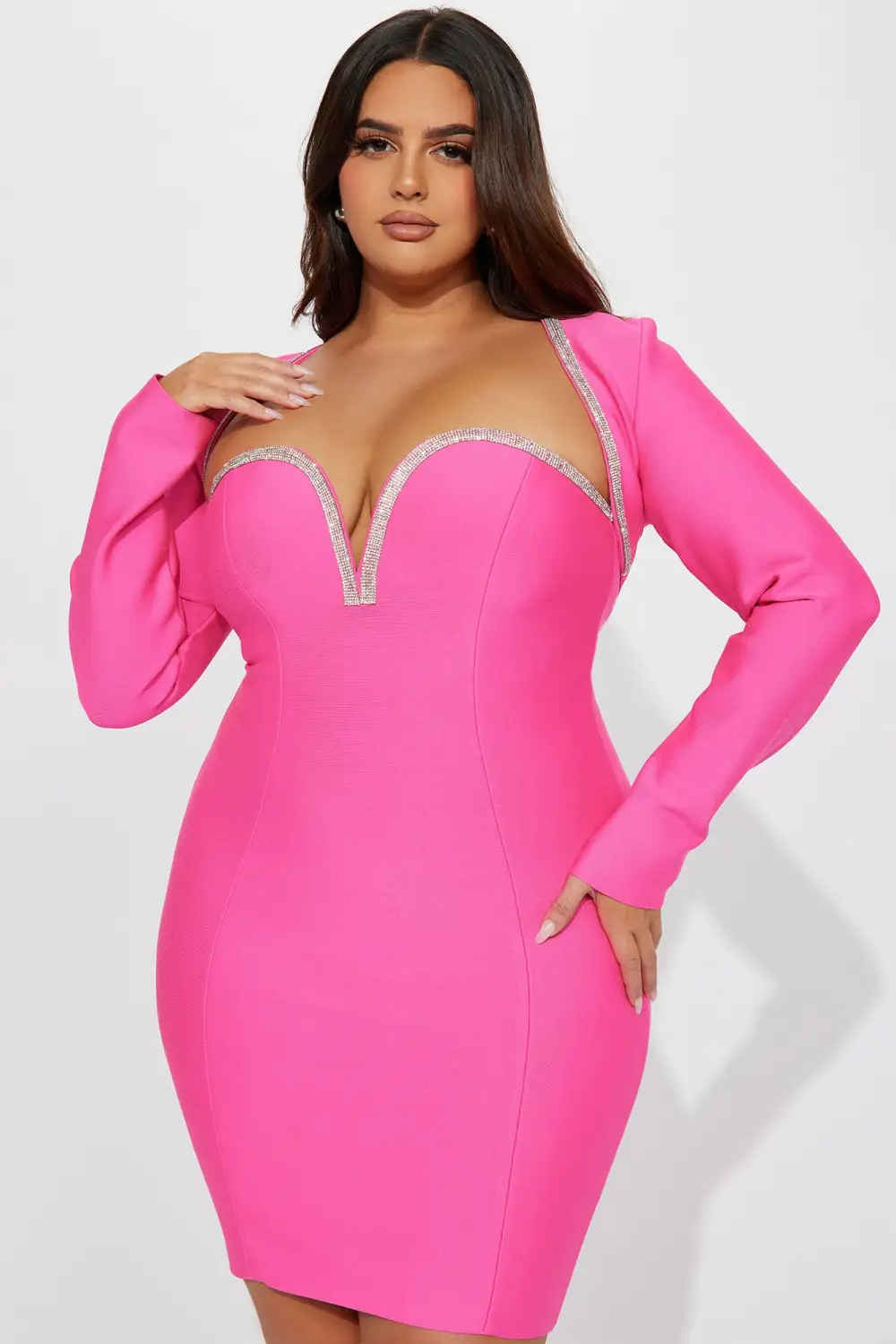 Katie Bandage Mini Dress Set - Hot Pink