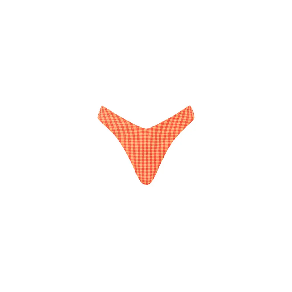 Orange Gingham Thong Bikini Bottom