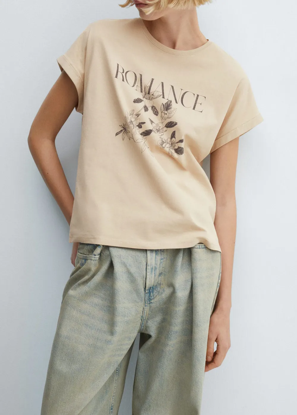 Printed cotton-blend t-shirt