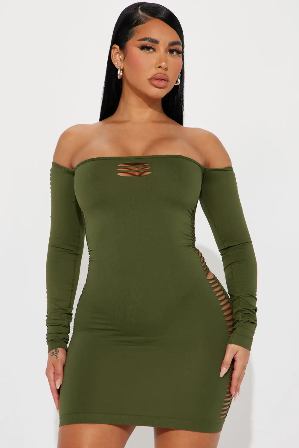 Sarah Seamless Mini Dress - Olive