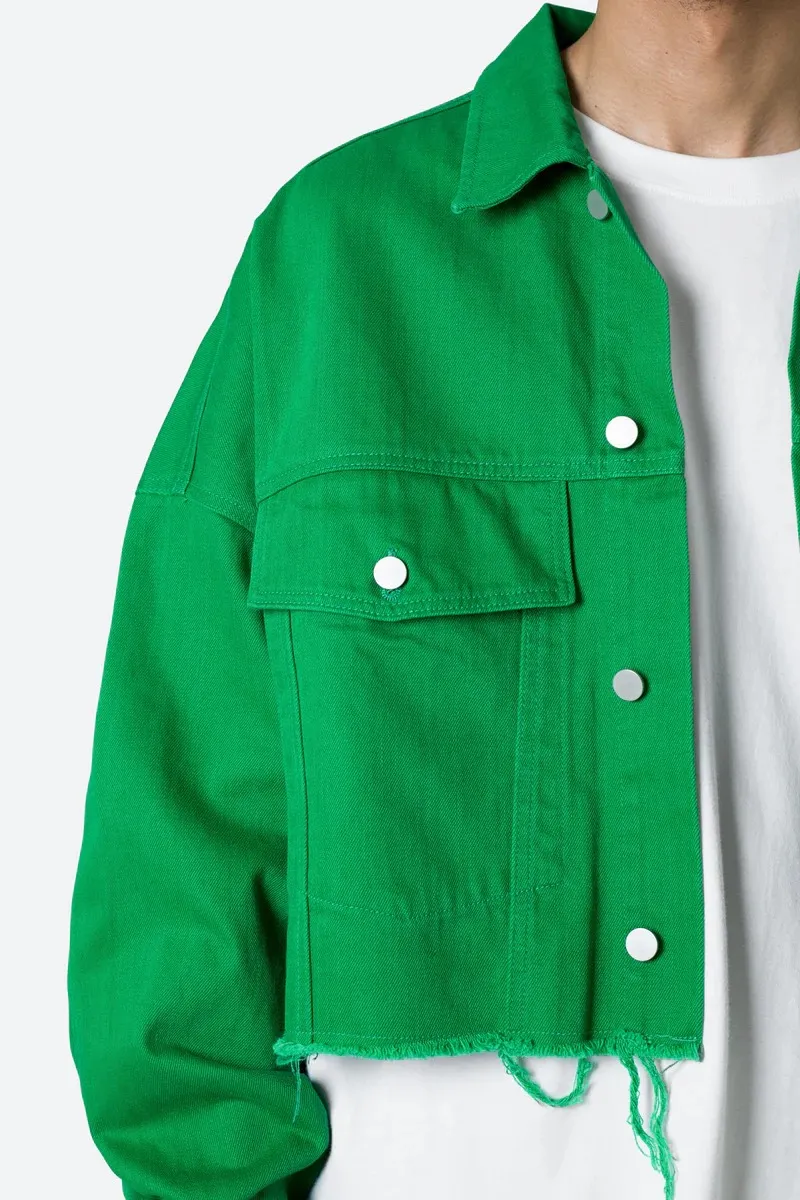 BRIGHT GREEN CROP STYLE DENIM JACKET