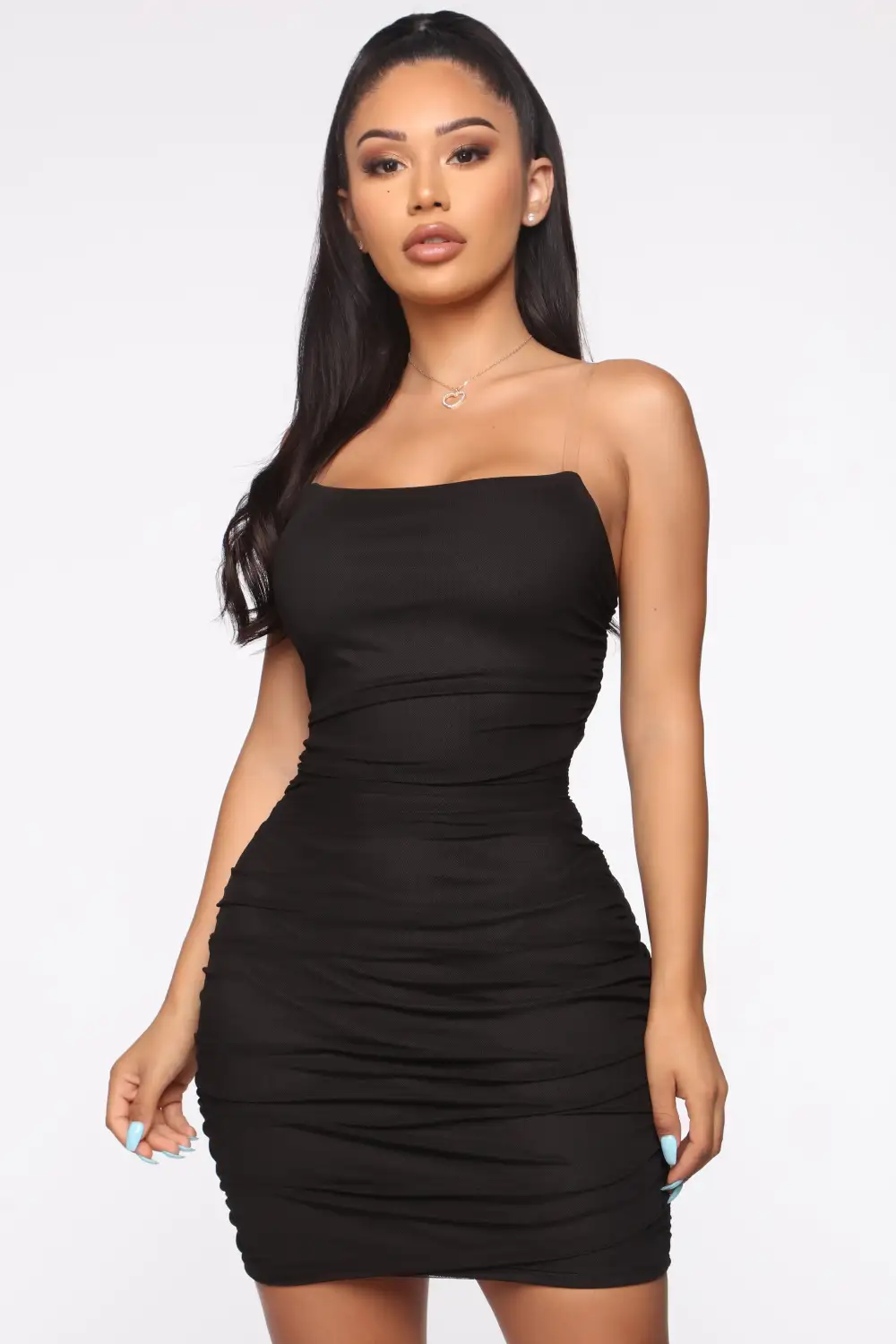 Mesh Behavior Mini Dress - Black