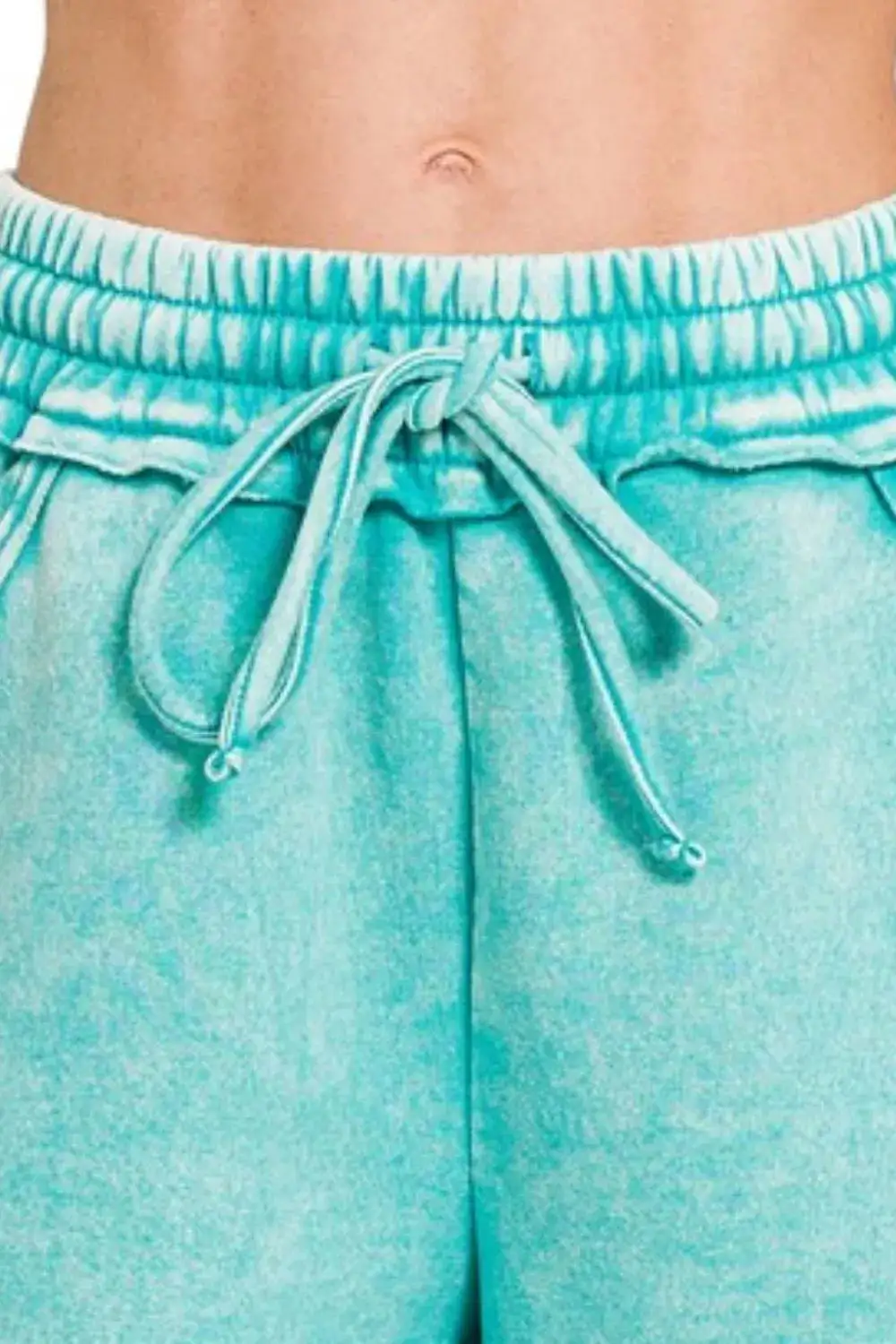 Easygoing Acid Wash Fleece Drawstring Shorts with Pockets