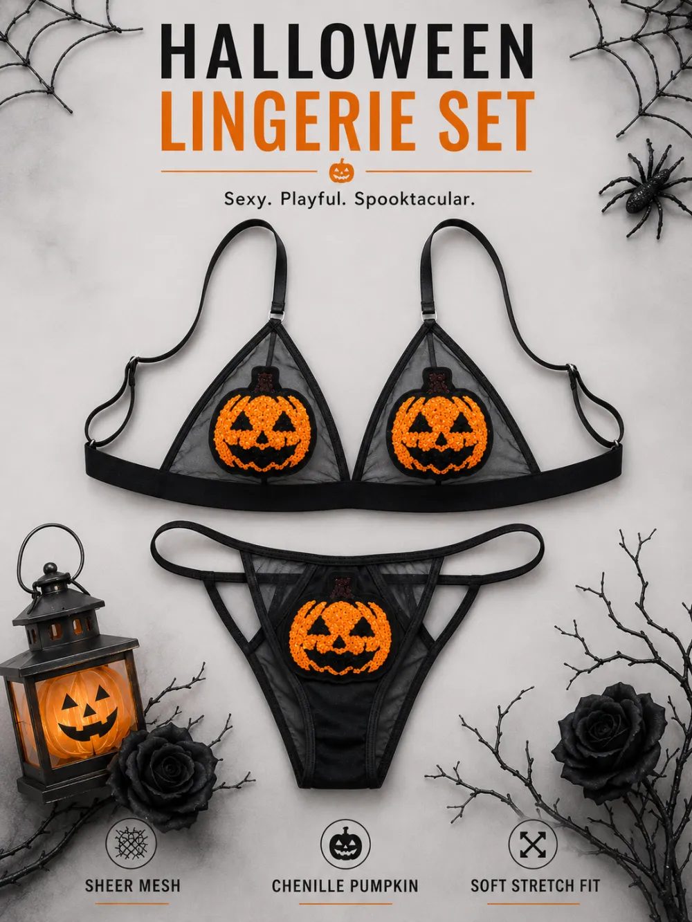 Halloween Sexy Lingerie Set / Halloween Costume Lingerie / Spooky Cute Intimate Set