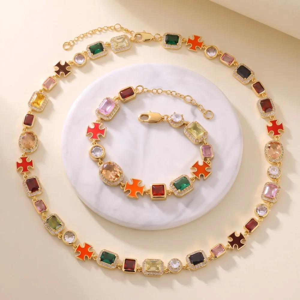 Rainbow Radiance Necklace & Bracelet Set