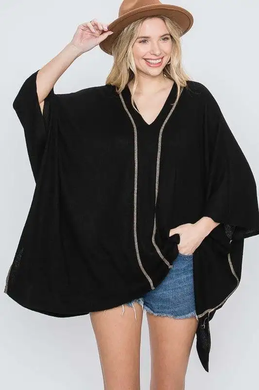 Vivienne V-Neck Poncho Top | URBAN ECHO SHOP