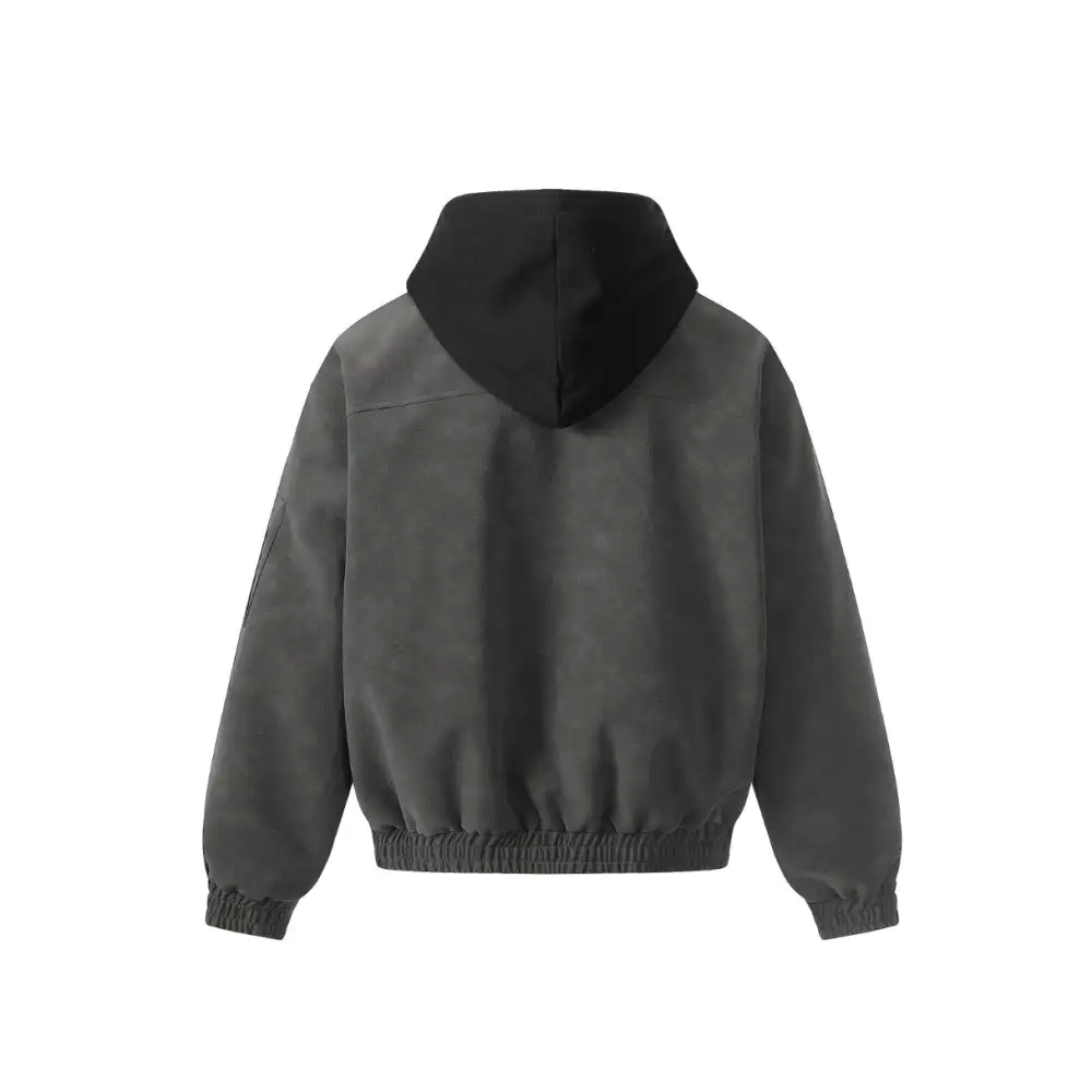 Hooded Leather Layer Jacket