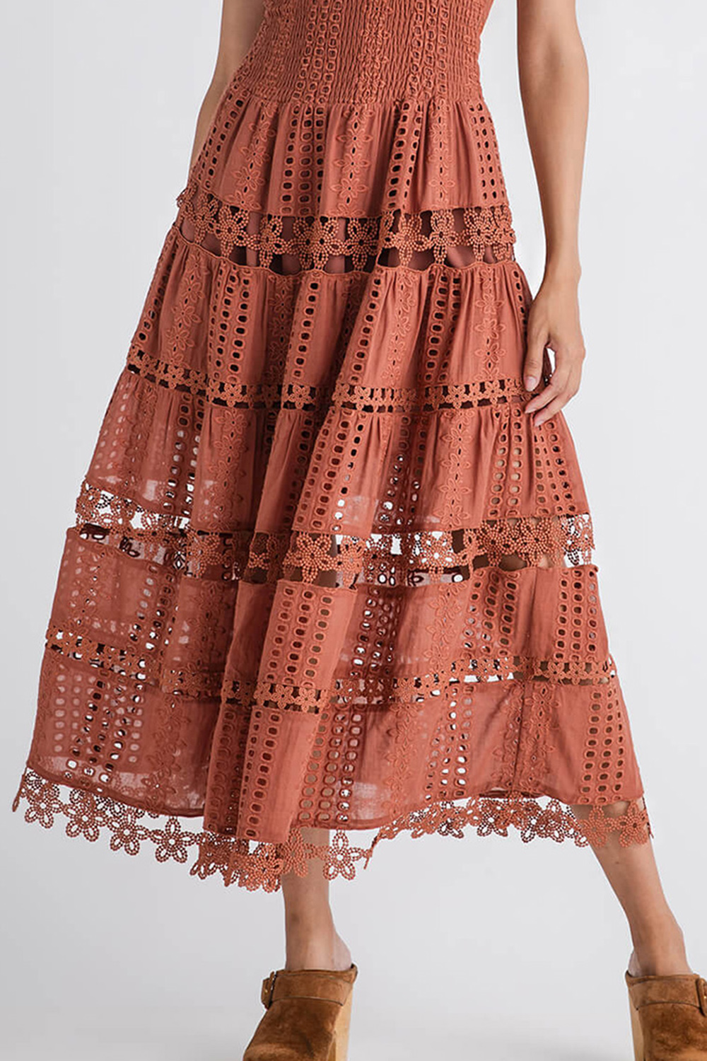 Strut & Bolt Eyelet Lace Tube Dress - brown