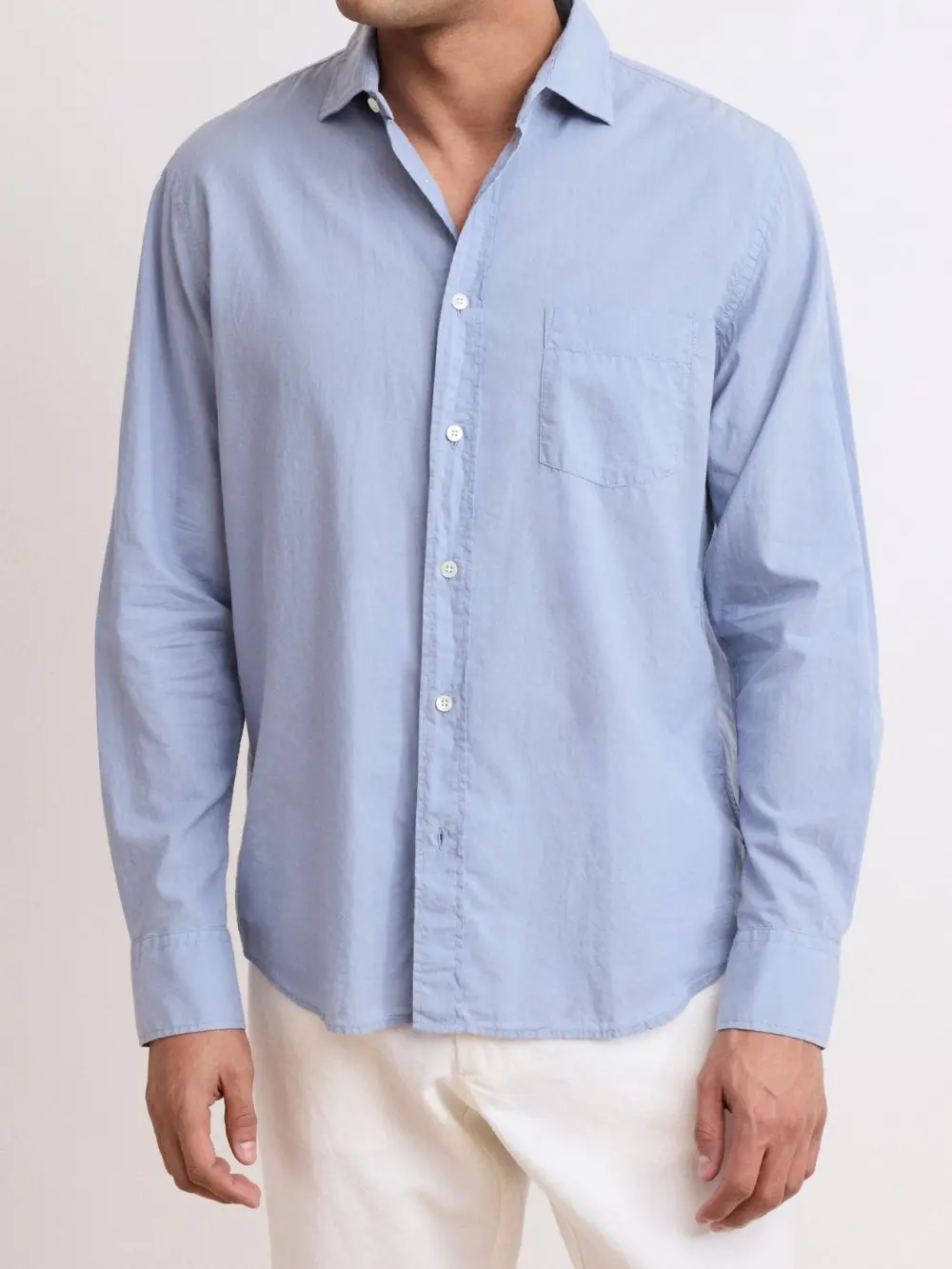 Casual Soft And Comfortable Daily Cotton Blue Shirt
