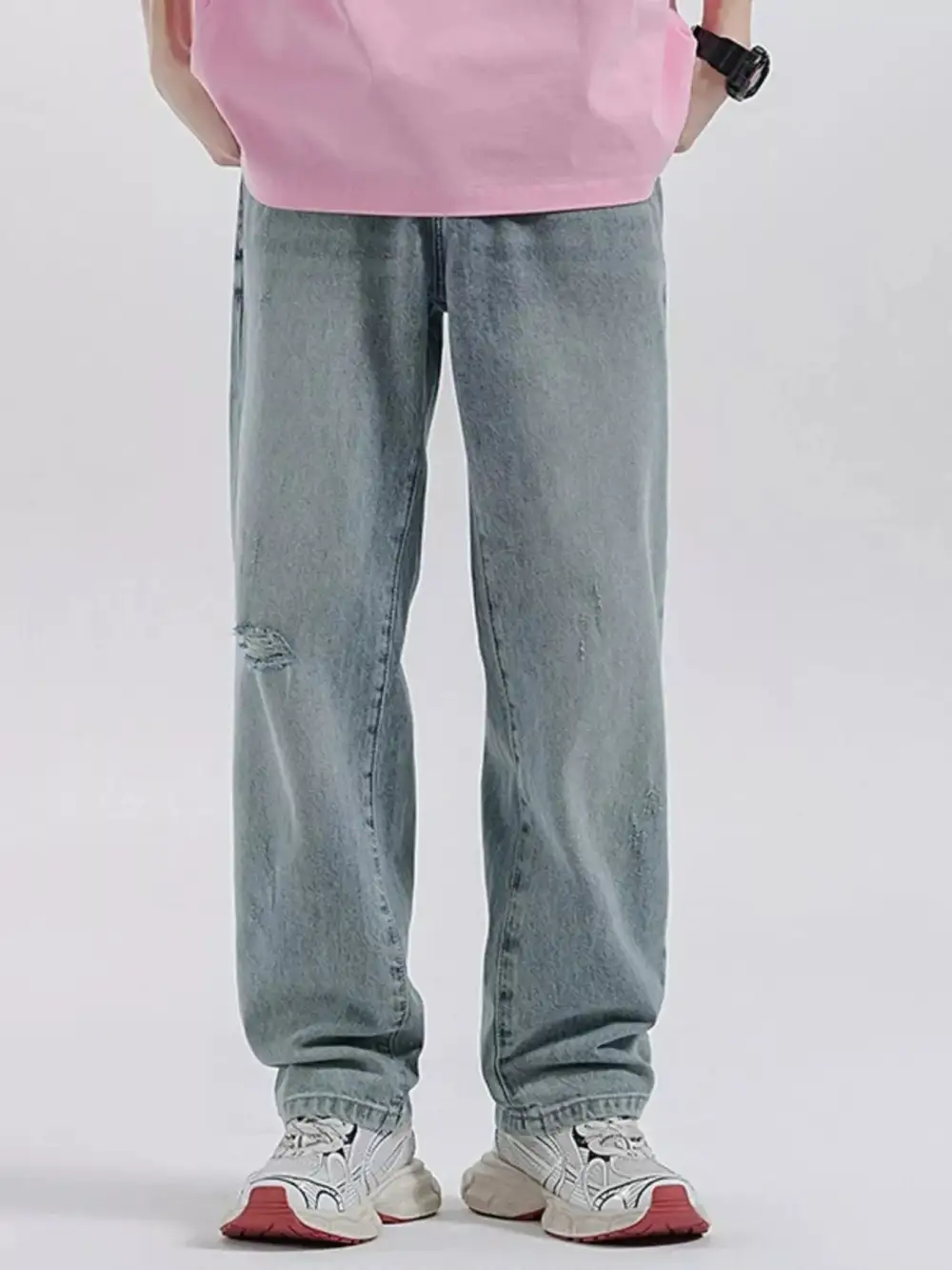 Clean Look Distressed Wide Leg Jeans