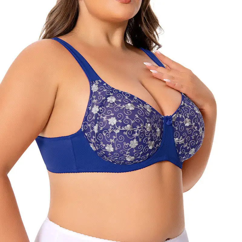 Flower Embroidery Full Coverage Bra