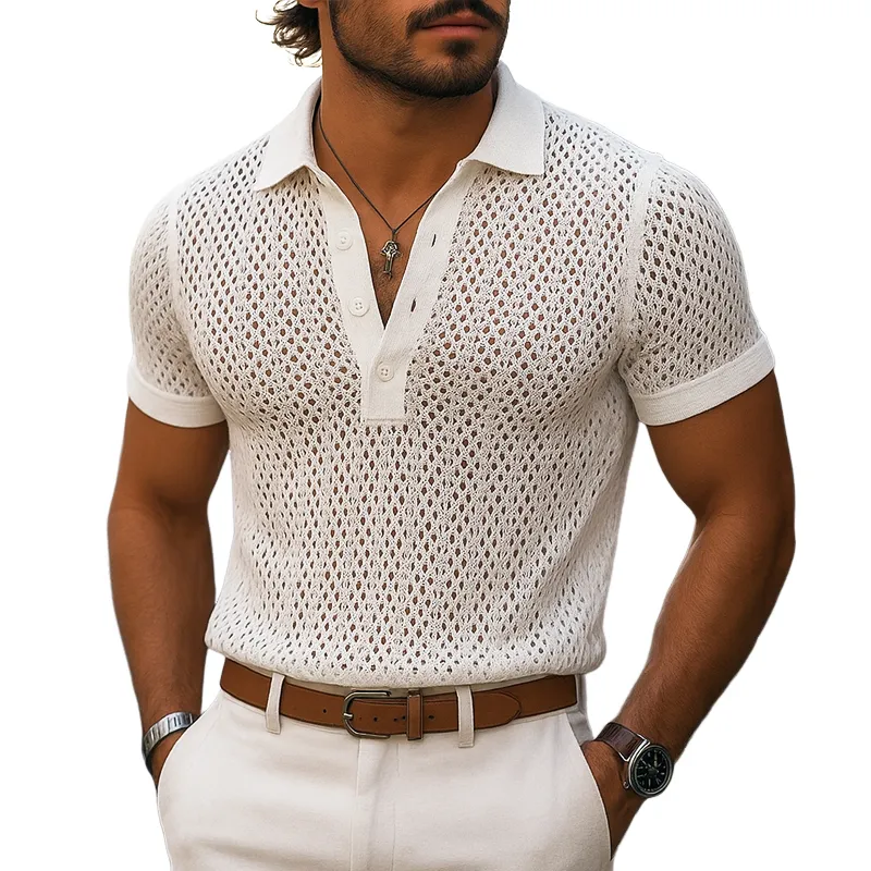 Easygoing Short Sleeve Collared Knit Shirt