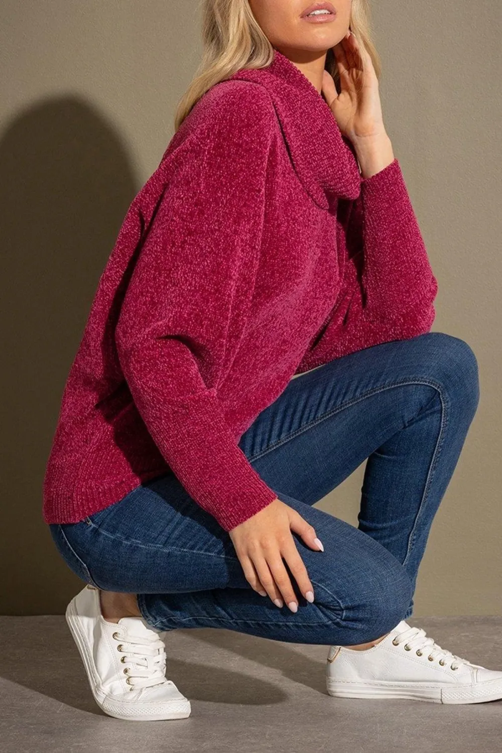 Cowl Neck Batwing Sleeve Jumper