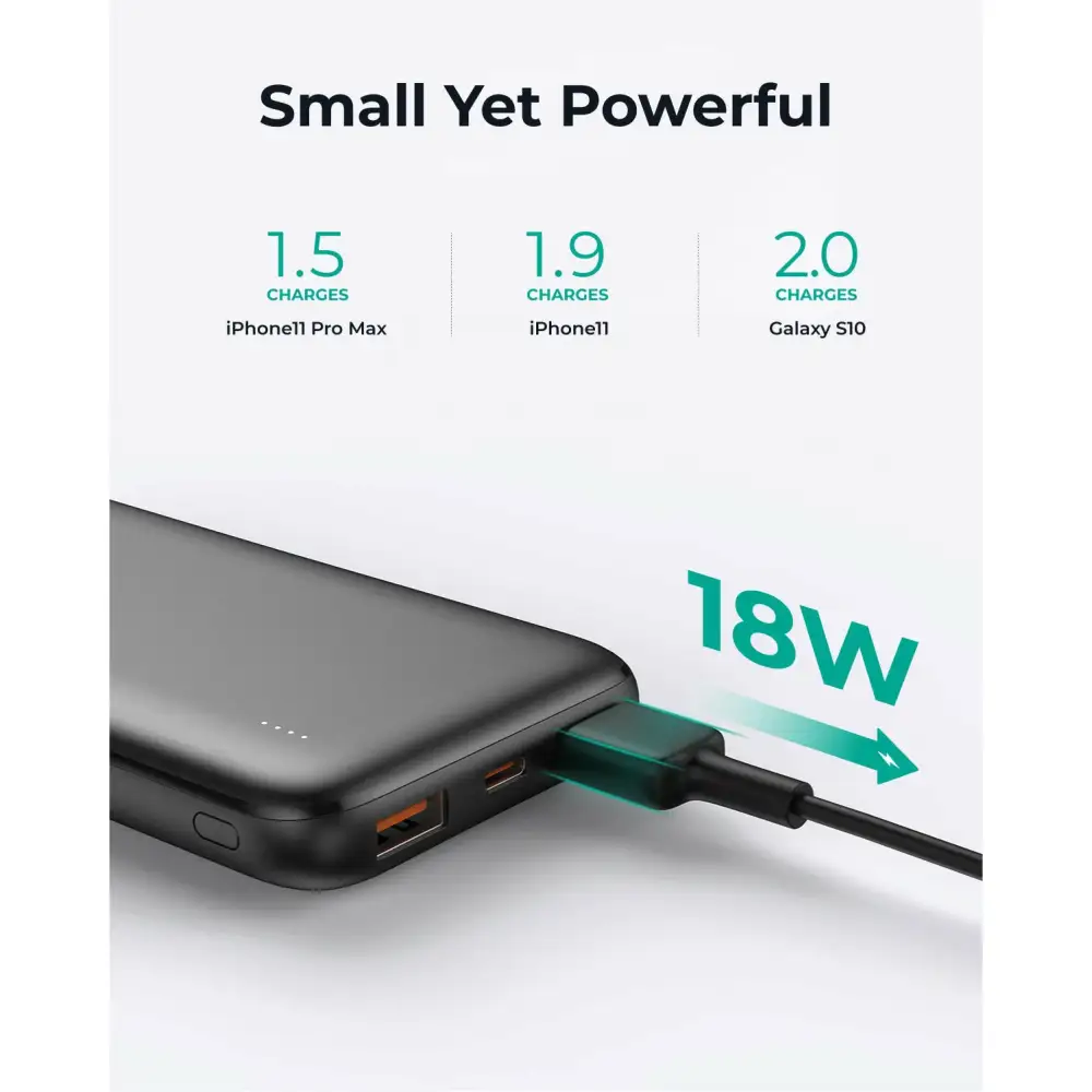 AUKEY PB-N73S 18W PD USB C Portable Charger Black 10000mAh