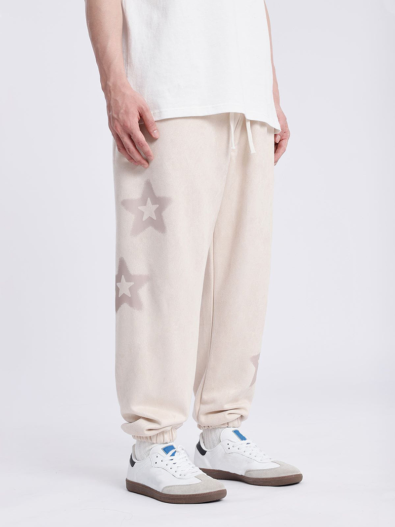 Star Print Drawstring Sweatpants