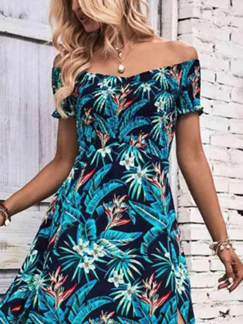 Women's Off Shoulder Split Dress