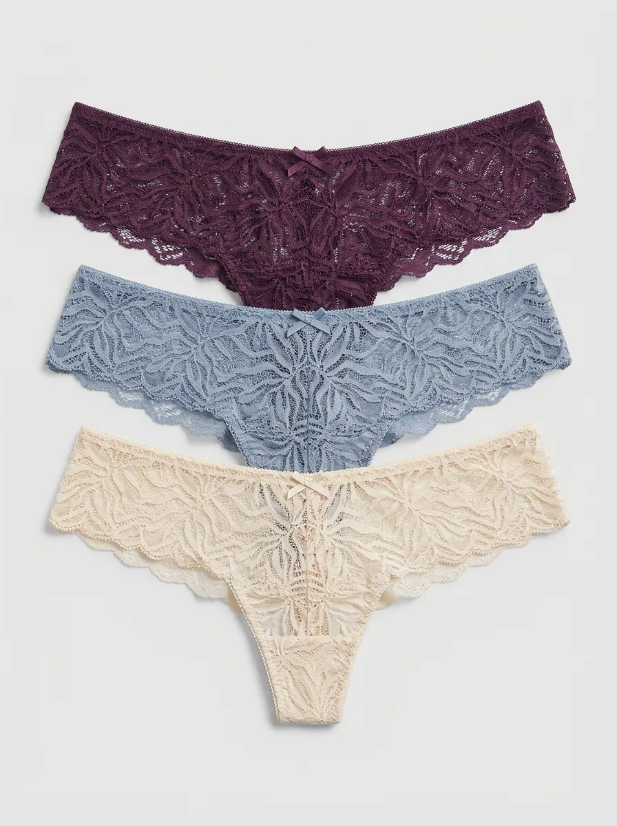 Everyday Floral Bow-Detail Women's Three-Piece Panty Set