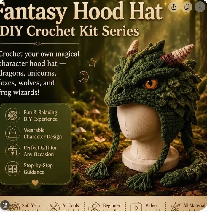 Fantasy Hood Hat DIY Crochet Kit