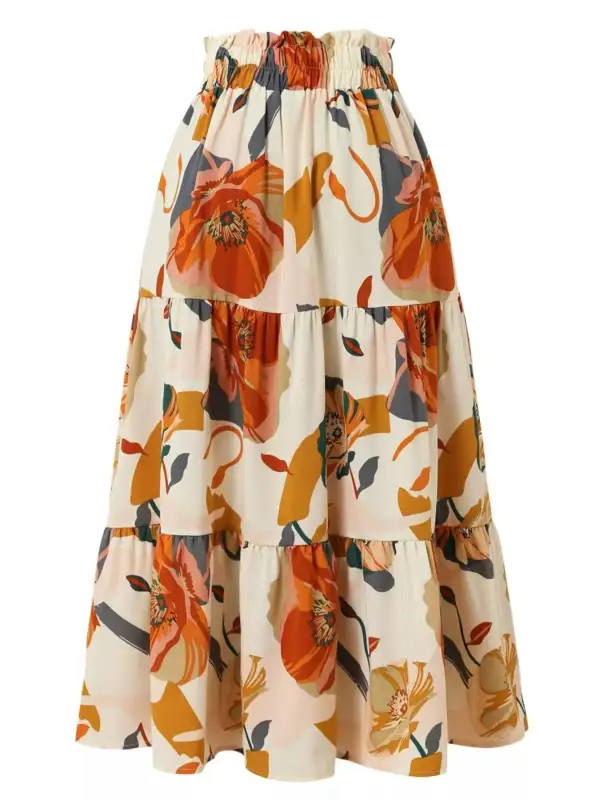 Easygoing Tiered Floral Skirt