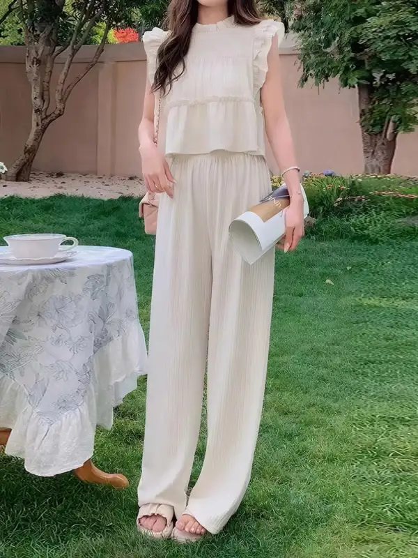 Easygoing Ruffle Wide Leg Jumpsuit