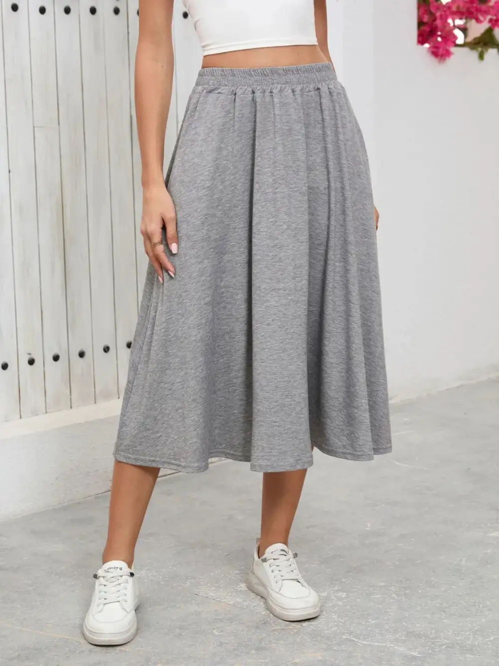 Elastic Waist Pockets La Skirt
