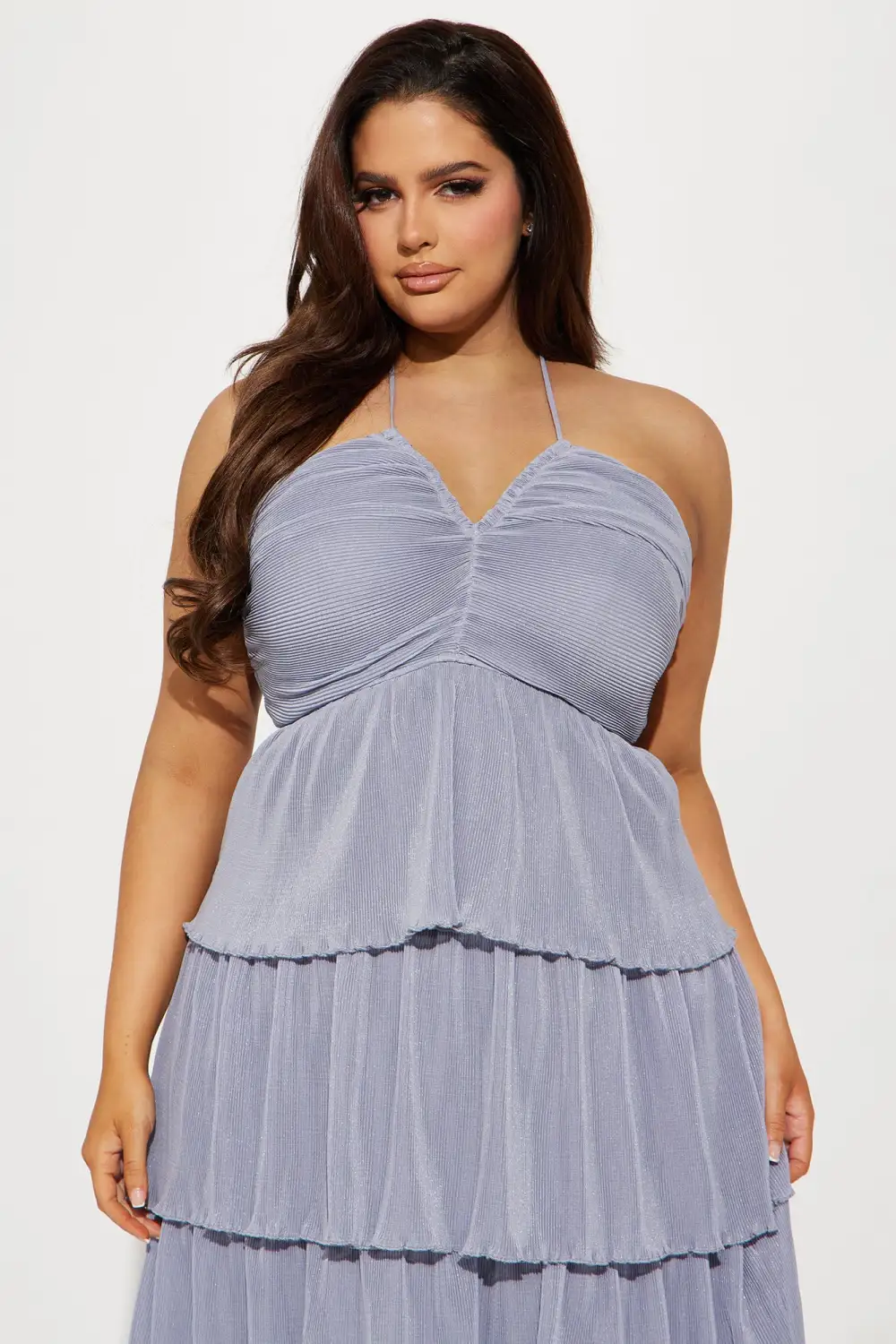 Jazmyn Plisse Maxi Dress - Light Blue