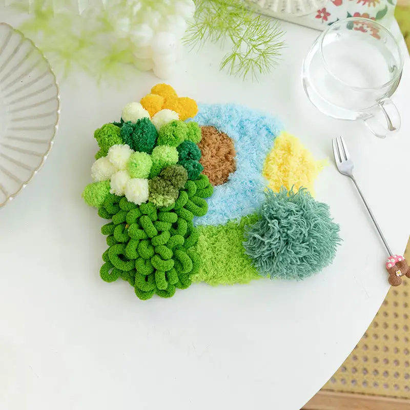 Handmade Moss Rug & Coasters Tufting Coaster Handmade Material Pack Kit