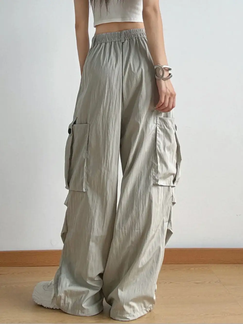 Drawstring Wide Leg Cargo Pants