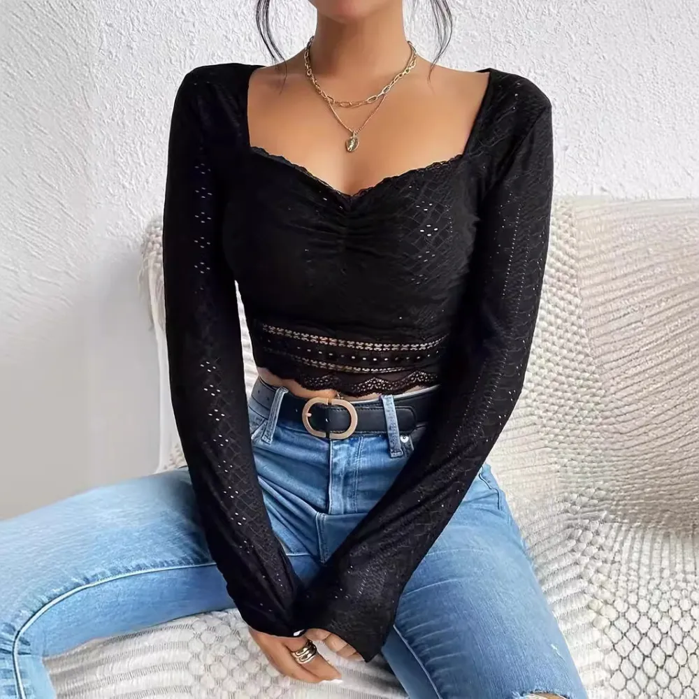 Sheer Lace Slim Fit Crop Top