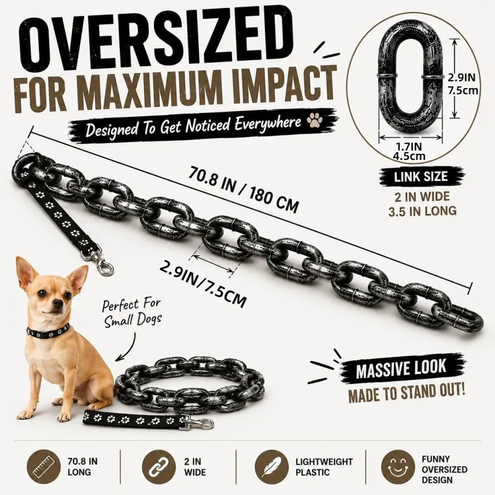 Funny Pet Simulation Thick Iron Chain with Collar
