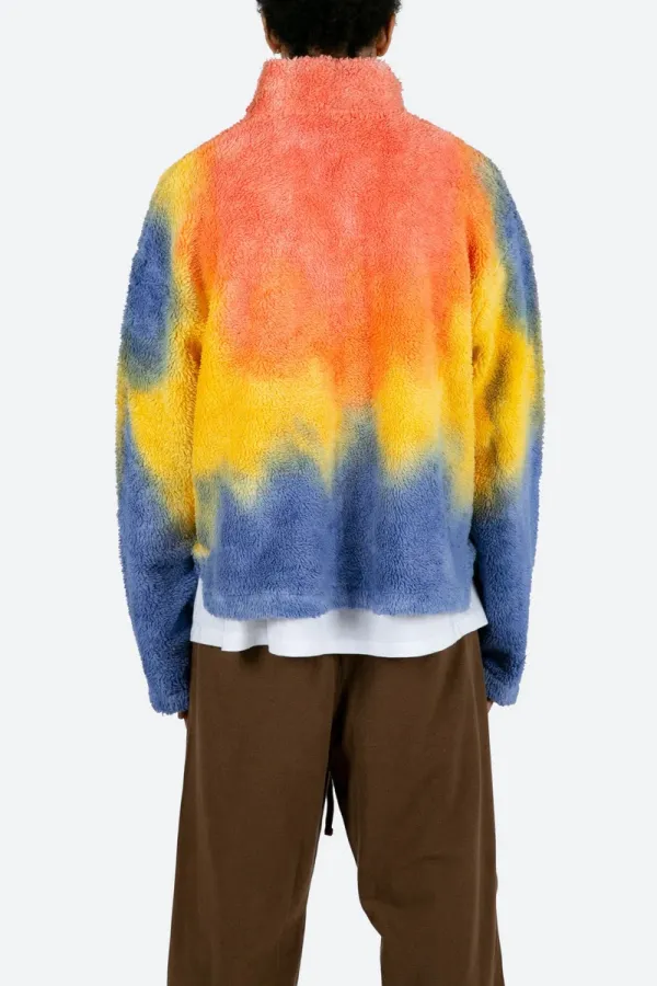 RAINBOW COLORED SHERPA V NECK JACKET