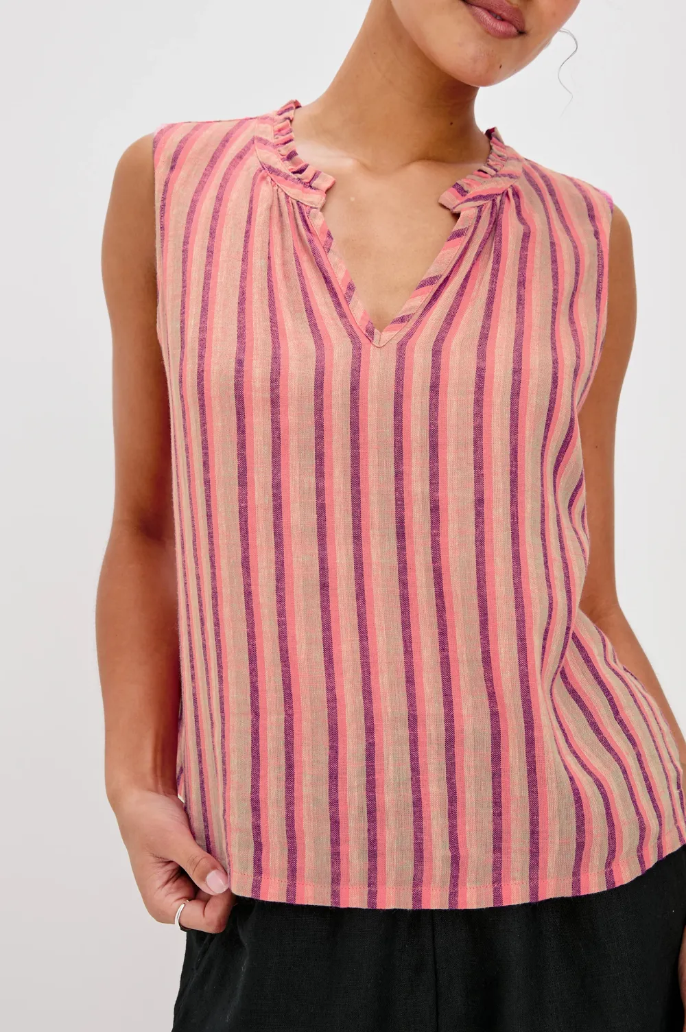 Striped Print V-Neck Pullover