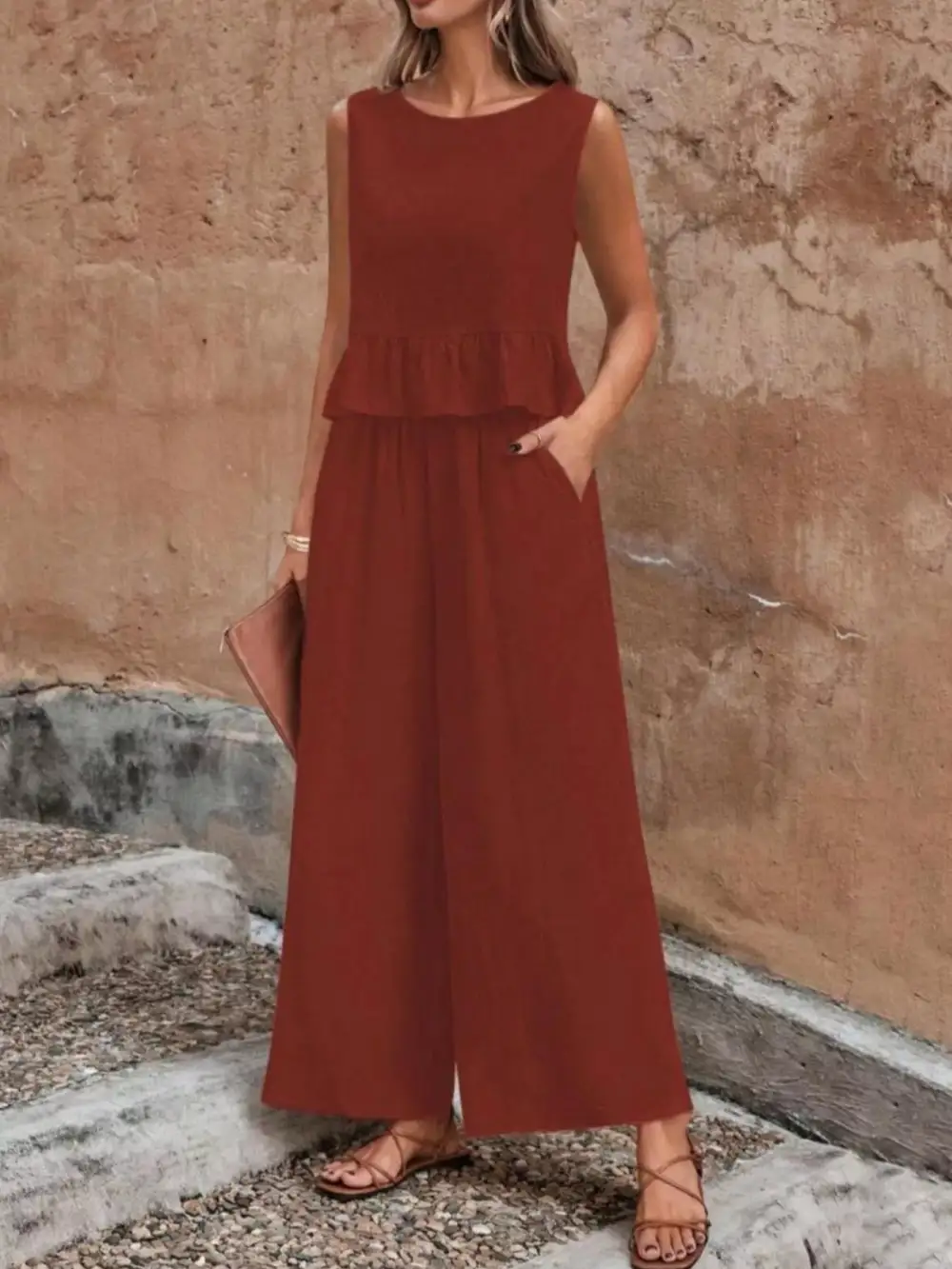 Ruffle Wide Leg Jumpsuit