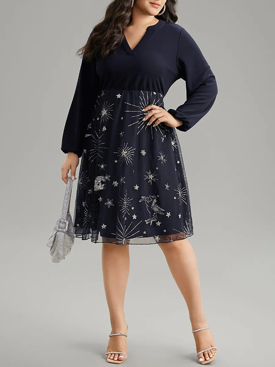 Elegant Senior Chiffon Patchwork Dress