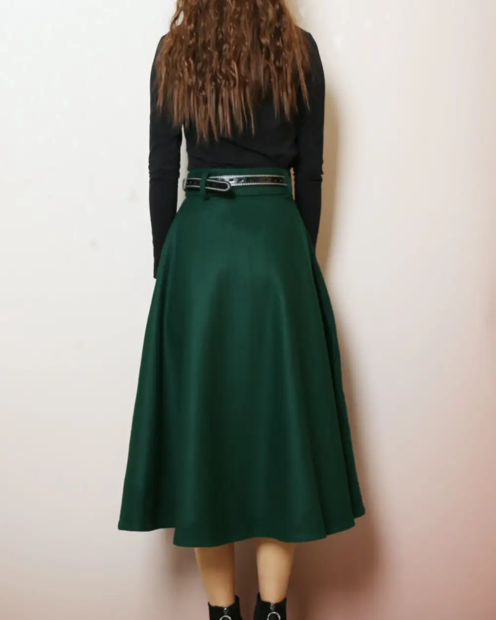 Relaxed Belted Wool Maxi Skirt