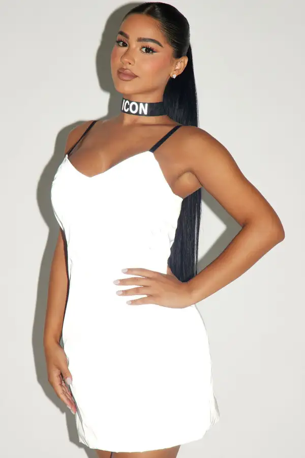 Iconic Reflective Mini Dress Set - Silver