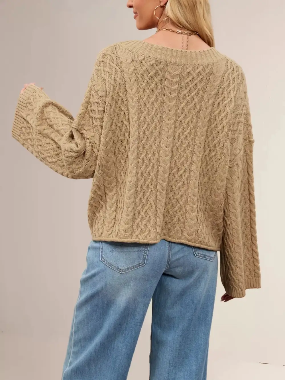 Cable Knit Button Down Cardigan