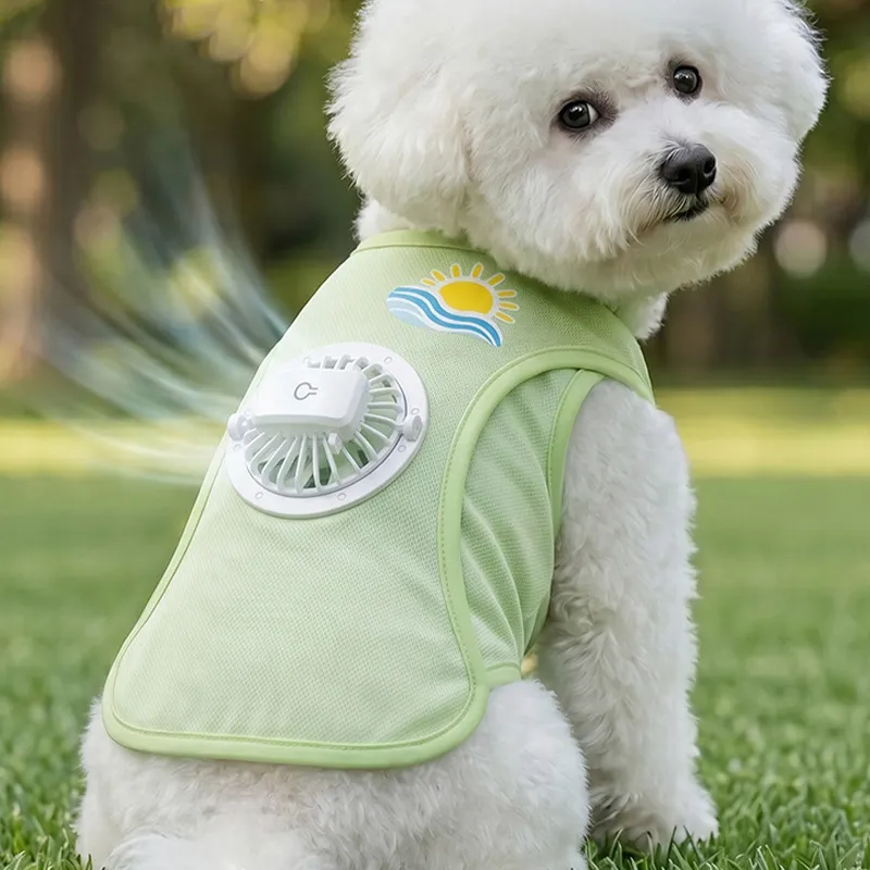 2026 New Model Fan Dog Clothes Cooling Vest Summer Sun Protection Thin Breathable Pet Clothing for Small and Medium-Sized Dogs