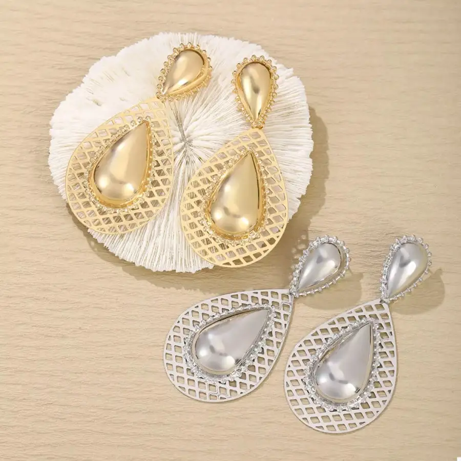 Hollowed Out Teardrop Statement Earrings